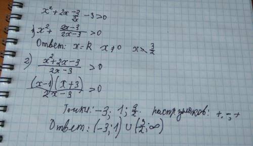 Решить неравенство: х^2+2х-3/2х-3> 0