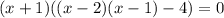 (x+1)((x-2)(x-1)-4)=0