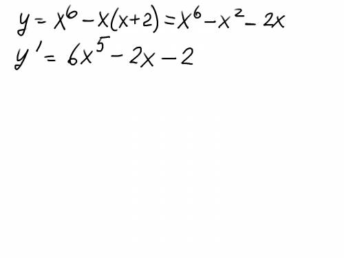 Найдите производную функции y=(x^6-x*(x+2)