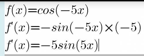 Найдите производные следующих функций: f(x)=cos⁡(-5x)