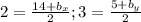 2= \frac{14+b_x}{2} ; 3=\frac{5+b_y}{2}