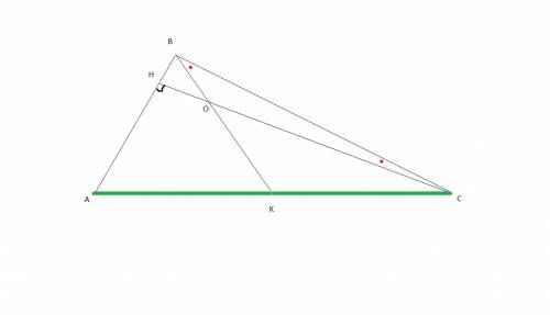 Востроугольном треугольнике abc проведены высота ch и медиана bk, причем bk = ch, а также равны углы