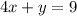 4x+y=9