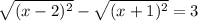 \sqrt{(x - 2) ^{2} } - \sqrt{(x + 1) ^{2} } = 3