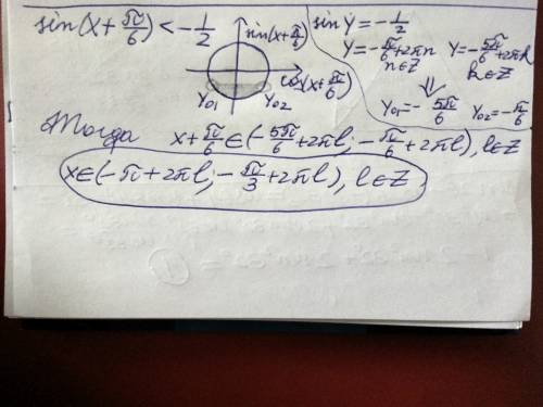 Как решать такое неравенство: sin(x+пи/6)< -1/2