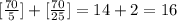 [\frac{70}{5}]+[\frac{70}{25}]=14+2=16