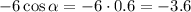 -6\cos\alpha=-6\cdot0.6=-3.6