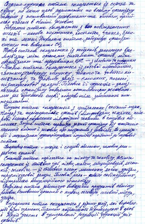 Серцево-судинна система, дихальна система, нервова система, травна система, імунна система, покривна