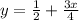 y=\frac{1}{2}+\frac{3x}{4}