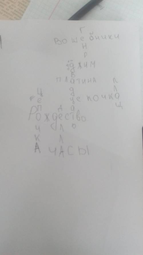 Составить кроссворд по вертикали и горизантали.(1.джим 2. делла 3.рождество 4.плащ 5.цепочка 6.вошеб