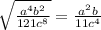 \sqrt{\frac{a^4b^2}{121c^8}}=\frac{a^2b}{11c^4}