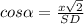 cos \alpha =\frac{x\sqrt{2}}{SD}