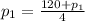 p_{1} = \frac{120 + p_{1}}{4}