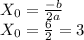 X_{0}=\frac{-b}{2a} \\X_{0}=\frac{6}{2}=3\\