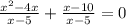 \frac{ {x}^{2} - 4x }{x - 5} + \frac{x - 10}{x - 5} = 0