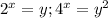 2^x=y; 4^x=y^2