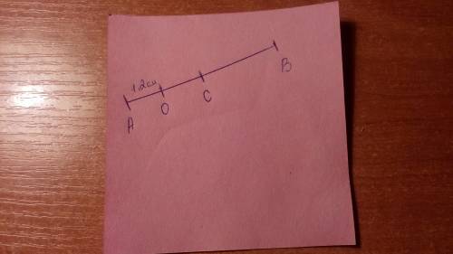 Точка c - середина отрезка ab, точка o - середина отрезка ac. найдите ac, если ao=1.2 см