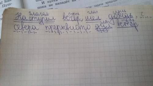 Наступил вечер шел дождь с севера прерывисто дул ветер. сделать синтаксический !