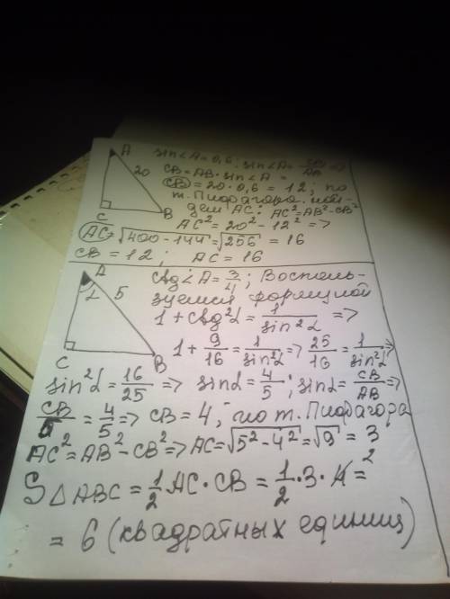 (40 )1.длина гипотенузы прямоугольного треугольника ровна 20, а sin одного из острых углов ровна 0,6