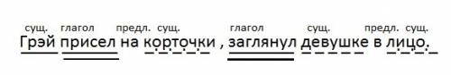 Синтактический разбор предложения грэй присел на корточки , заглянул девушке в лицо например : пов