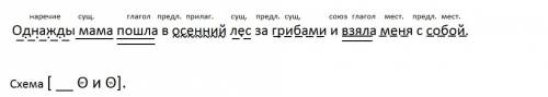 Однажды мама пошла в осенний лес за грибами и взяла меня с собой. синтаксический разбор