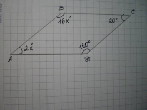 Впараллелограмме острый и тупой углы относятся как 2: 16. найти все углы