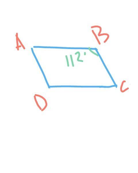 Дан параллелограмм угол в равен 112 градусам . найти углы параллелограмма