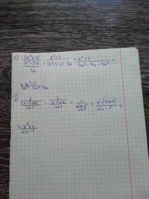 A)(a^2+3)/(a^3-3-a)/(3a) b)(x)/(x-1)+(x)/(x+1)