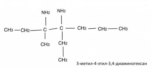 1) 4.4-диметил - 5,5,6,6-тетроэтил-нонадиен -1,2 2)3-метил - 4-этил - 3,4 диаминогексан - 1