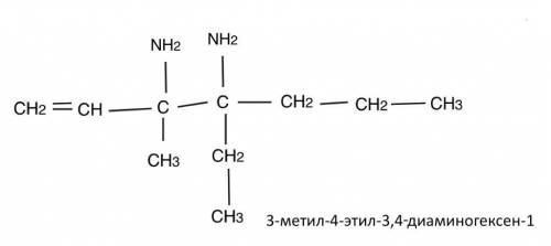 1) 4.4-диметил - 5,5,6,6-тетроэтил-нонадиен -1,2 2)3-метил - 4-этил - 3,4 диаминогексан - 1