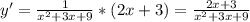 y'=\frac{1}{x^2+3x+9}*(2x+3)=\frac{2x+3}{x^2+3x+9}