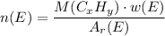 n(E) = \dfrac{M(C_{x}H_{y}) \cdot w(E)}{A_{r}(E)}