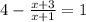 4-\frac{x+3}{x+1} =1