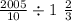 \frac{2005}{10} \div 1\ \frac{2}{3}