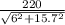 \frac{220}{\sqrt{6^2+15.7^2}}