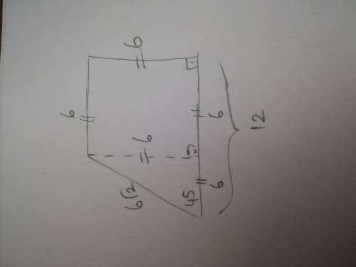 Найдите боковую сторону трапеции,если угол при основании равен 45 °, большее основание равно 12 см,