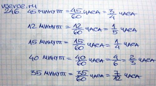 Какую часть часа составляют 45 минут, 12 минут, 15 минут, 40 минут, 35 минут?