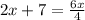 2x + 7 = \frac{6x}{4}