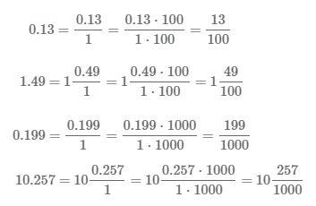 Запишите десятичную дробь в виде обыкновенной дроби или виде смешные дроби 0,13 1,49 0,199 10,257
