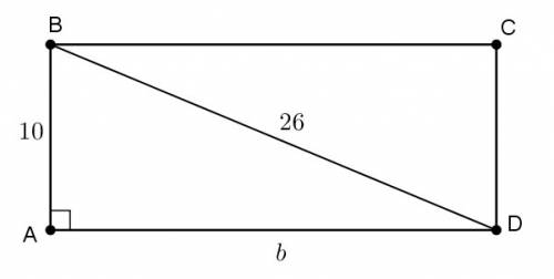 Найдите площадь прямоугольника, если одна из его сторон и диагональ равны соответственно 10 и 26