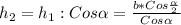 h_{2}=h_{1}:Cos\alpha=\frac{b*Cos\frac{\alpha }{2} }{Cos\alpha }