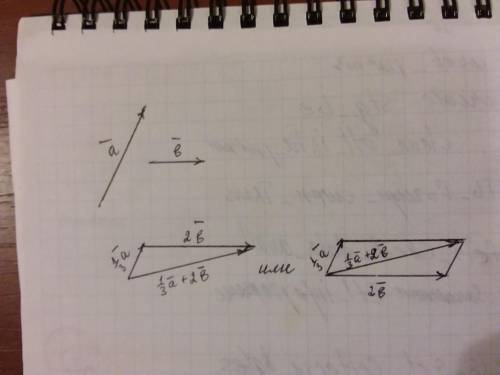 Начертите два неколлинеарных вектора a и b. постройте вектор равный 1/3a+2b. начертите .