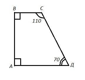 Найдите угол прямоугольной трапеции если сумма углов при одном из её оснований равна 160 градусов
