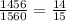 \frac{1456}{1560} = \frac{14}{15}