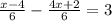 \frac{x - 4}{6} - \frac{4x + 2}{6} = 3