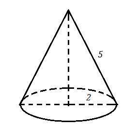 Куча щебня имеет коническую форму,радиус основания которой 2м, образующая 5м. найдите обьем кучи щеб