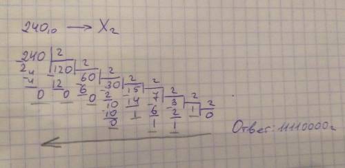 Перевод из десятичной системы счисления в двоичную 240 степень 10