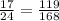 \frac{17}{24} = \frac{119}{168}