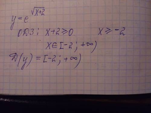 Найти область определения y=e^√(x+2)