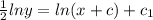 \frac{1}{2} lny=ln(x+c)+c_{1}